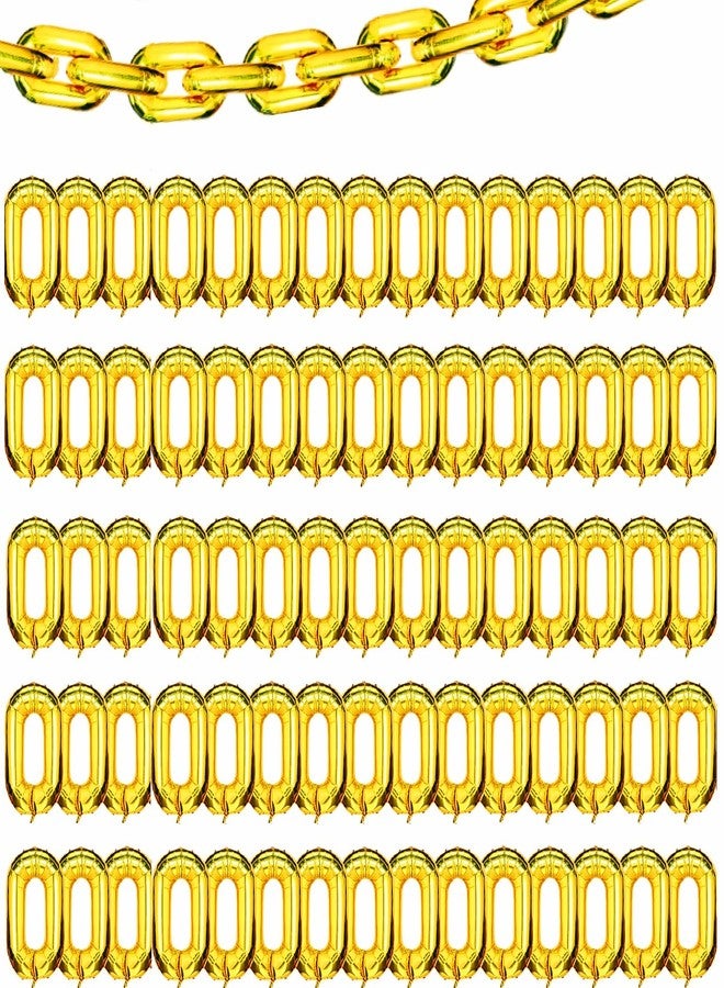 Virtue morals 100 Pcs Foil Chain Balloons Gold Jumbo Chain Balloons for 80s 90s Party Decorations Giant Balloon, 16 Inch - Image 1